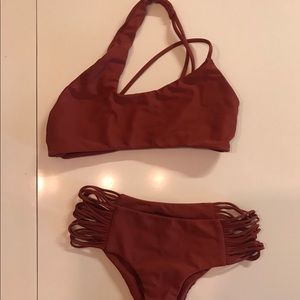 Mikoh Burnt Orange Strappy Bikini